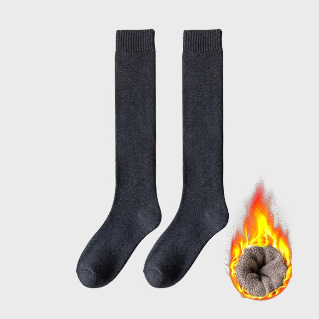 Women's Winter Warm Long Stockings Thick Thermal Cotton Terry Solid Breathable Knee High Socks