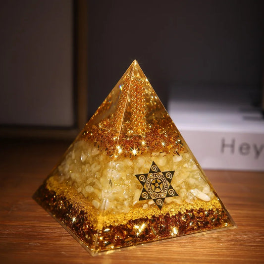 5/6/8/10cm Crystal Citrine Pyramid Resin Handmade Gifts Prosperity Attraction Crystal Home Decor