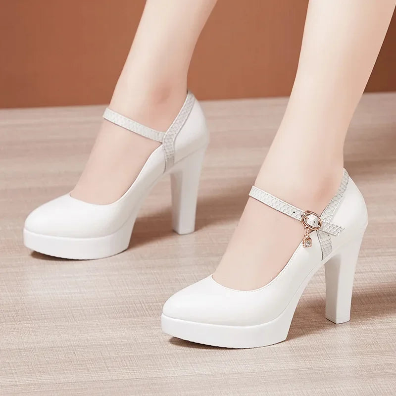 Patent Leather Shoes Women High Heels Mary Janes Platform Pumps