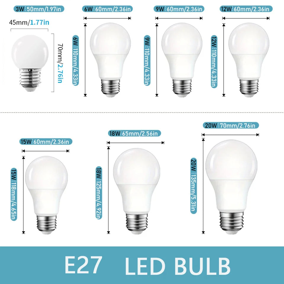 8PCS LED Bulb E27 B22 E14 AC220/110V 3W 6W 9W 12W 15W 18W Brightness and Low Energy Consumption