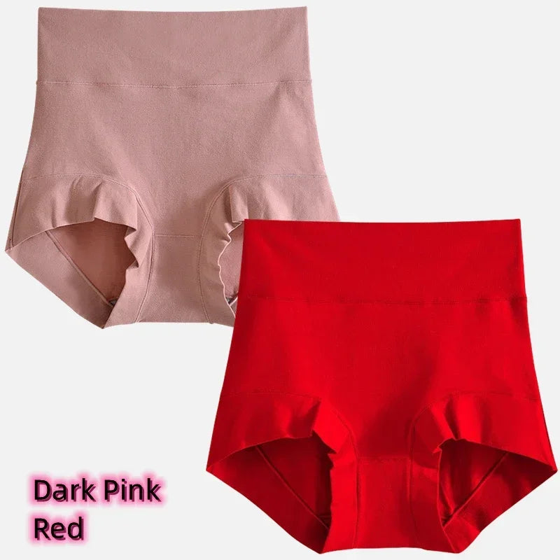 2pcs Women Cotton Panties High-Rise Tighten Abdomen Underwear Comfortable short Briefs