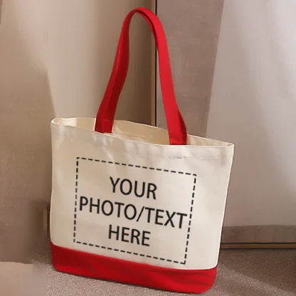 20/50 Pieces/lot Customized Photo/Text Splicing Handbag Women's Canvas Tote Bag Casual Commuting Shopping Bags 40x35x10cm