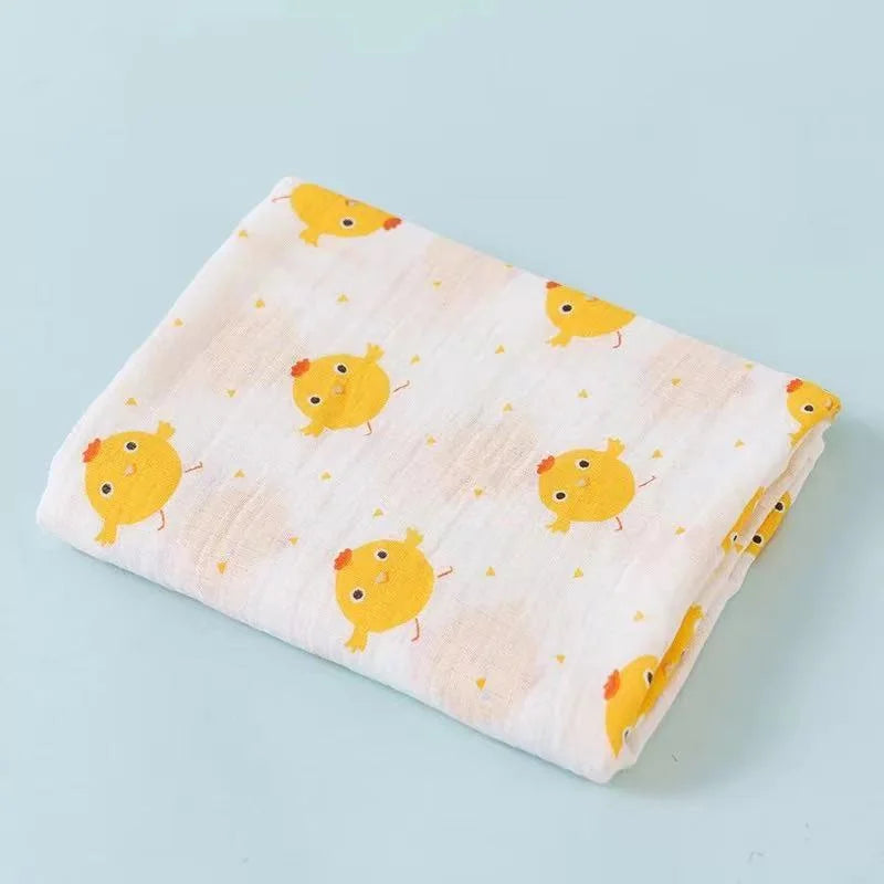110cm Baby Swaddle Blanket Wrap Burping Clothes Dual Layers Muslin Blankets Boy Girl Organic Soft Cotton