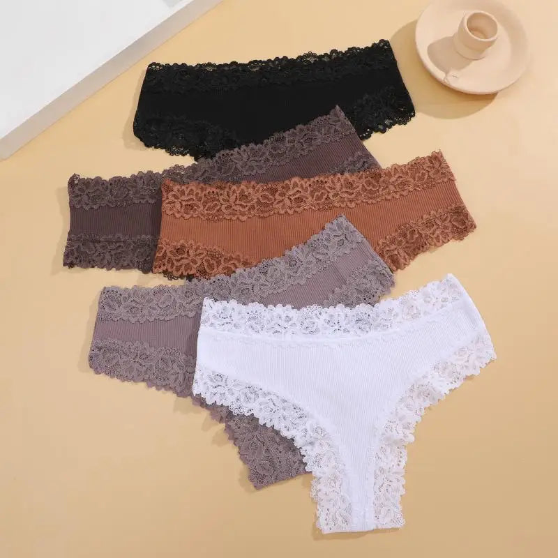 10PCS/Set Women Lace Cotton Panties Sexy Low-Waist