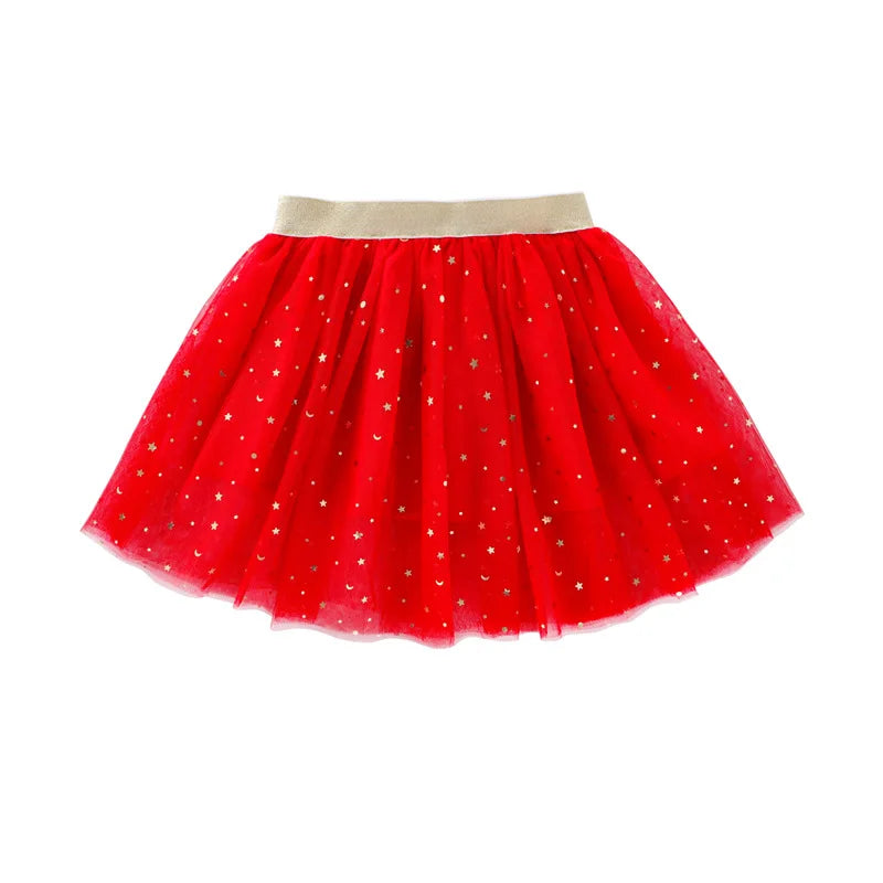 Girls Mesh Miniskirts Princess Stars Glitter Dance Ballet Tutu