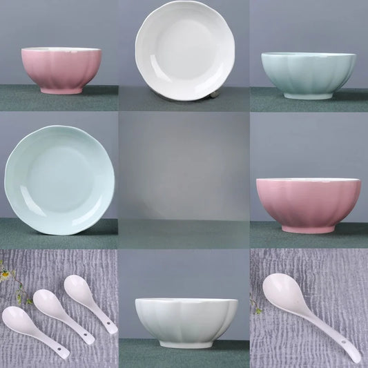 Large Size Cerc Bowl Set Creative Bowl Plate Combination Microwave Se Home Use Single 4 Pieces New 202 Dining Utensils