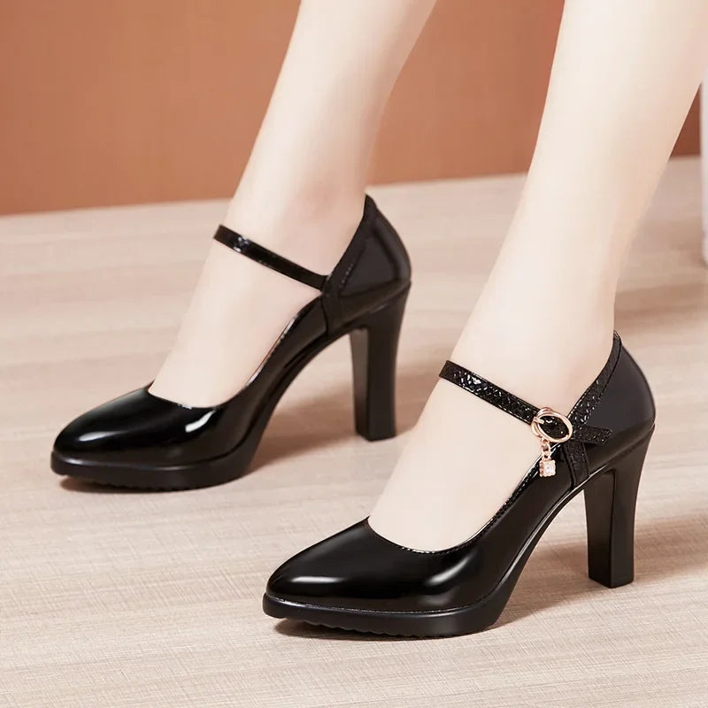 Patent Leather Shoes Women High Heels Mary Janes Platform Pumps