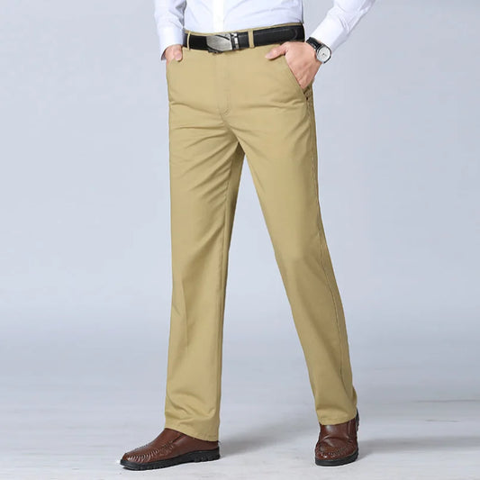 Summer Autumn Thick 100% Cotton Straight Leg Men's Pants