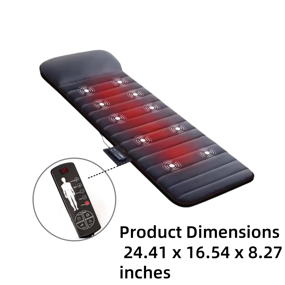 Electric Massage Mattress Full Body with Heating Kneading Vibrating Neck Back Relaxation With Hand Control