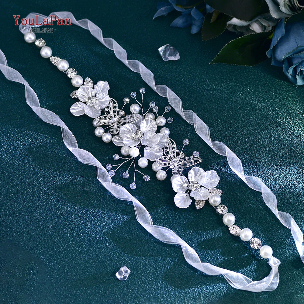 Wedding Dress Belt Sash for Woman Bridal Bridesmaid Floral Belt
