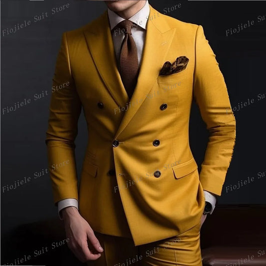 Men Business Formal Occasion Tuxedos Suit 2 Piece Set Blazer Pants