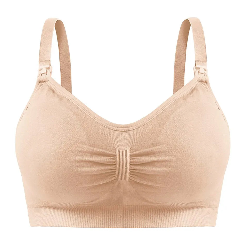 Breastfeeding Bra Upper Buckle Wirefree Seamless Postpartum Removable Chest Pad