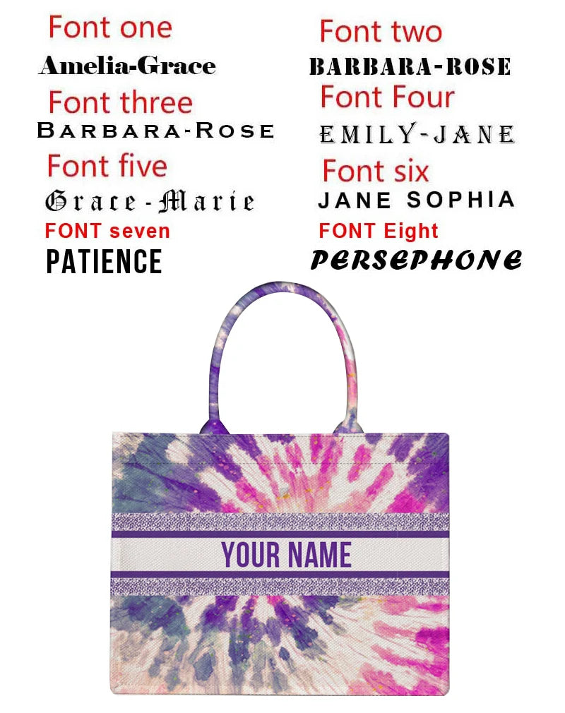Personalized custom women's tote bag, canvas printed handbag, large capacity beach bag