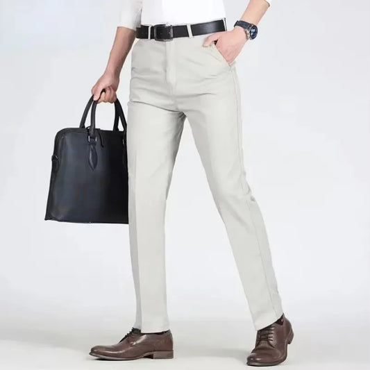 Summer Thin Cotton Men's Pants High Waist Straight Loose