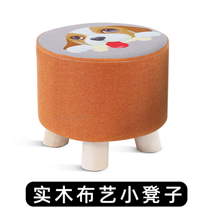 Real Wood Low Stools Creative Animal Elephant Cartoon Family Change Shoe taburete Small Stool ottomans Lovely pouf