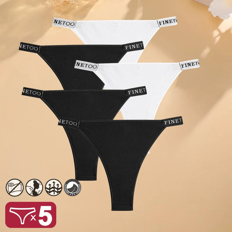 5PCS/Set Cotton Panties Briefs Women Underpants Sexy Thong