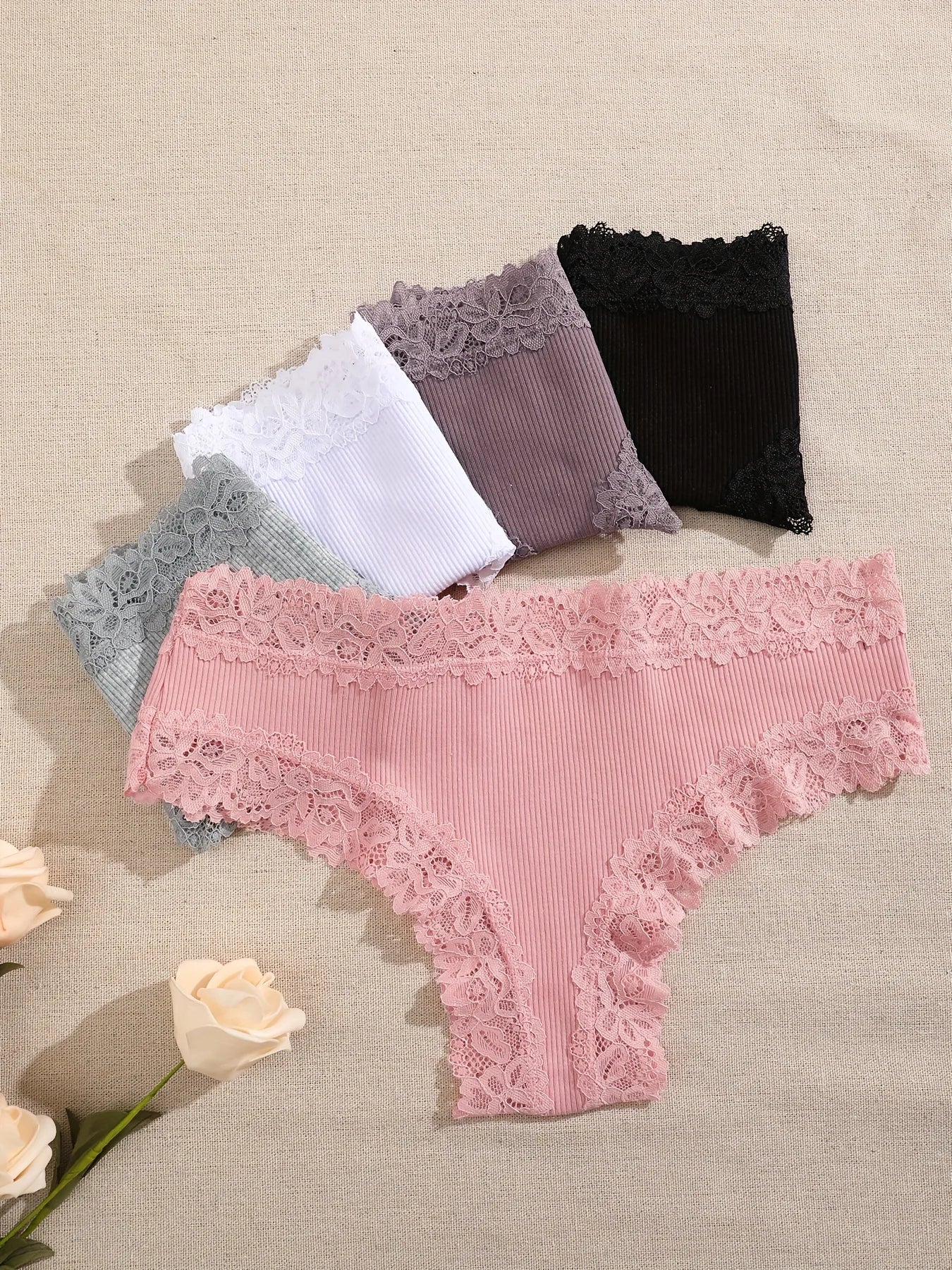 10PCS/Set Women Lace Cotton Panties Sexy Low-Waist
