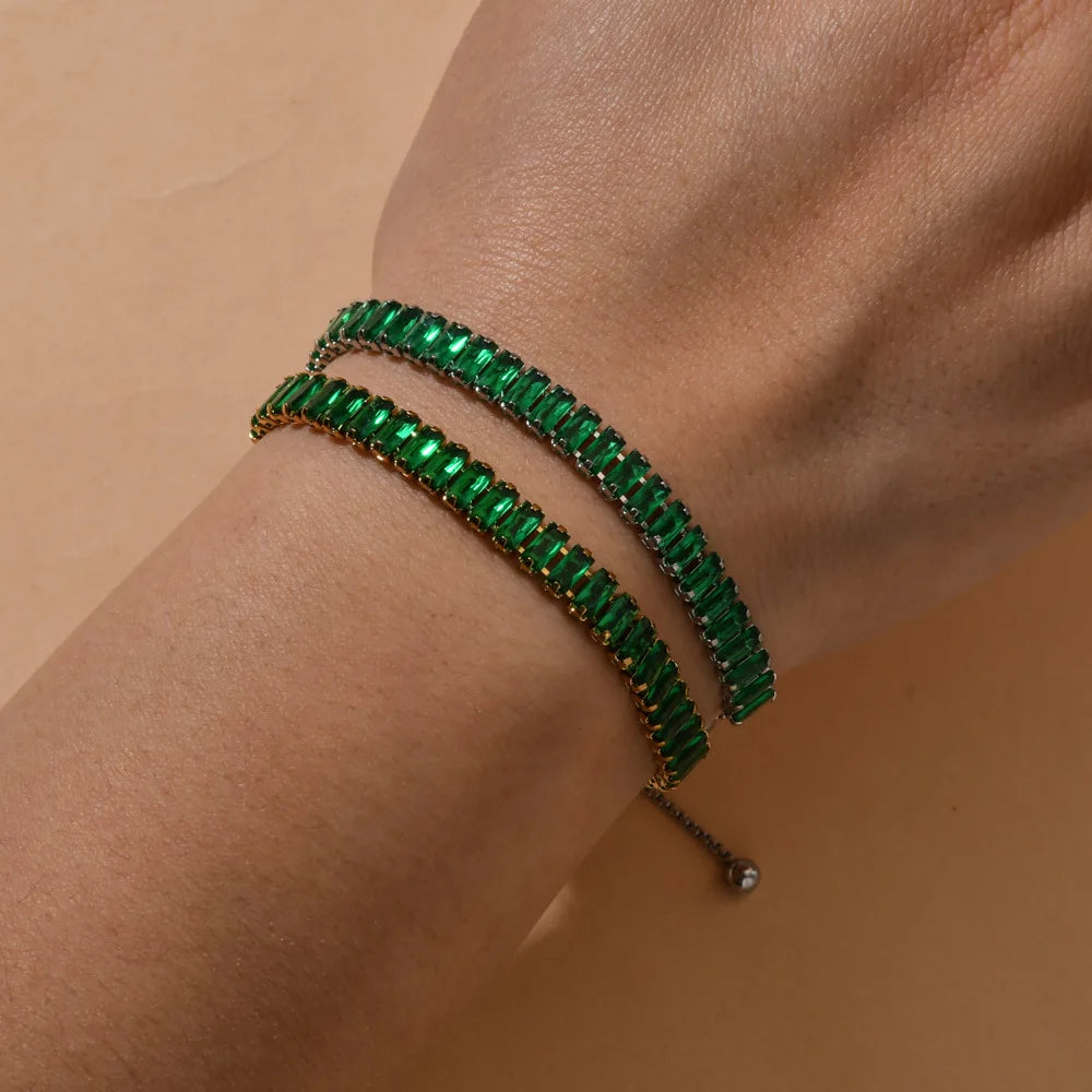 Women's Adjustable CZ Bracelet - Sparkling Zirconia Chain, Shines on Hypoallergenic Stainless Steel, Dazzling Everyday Jewelry