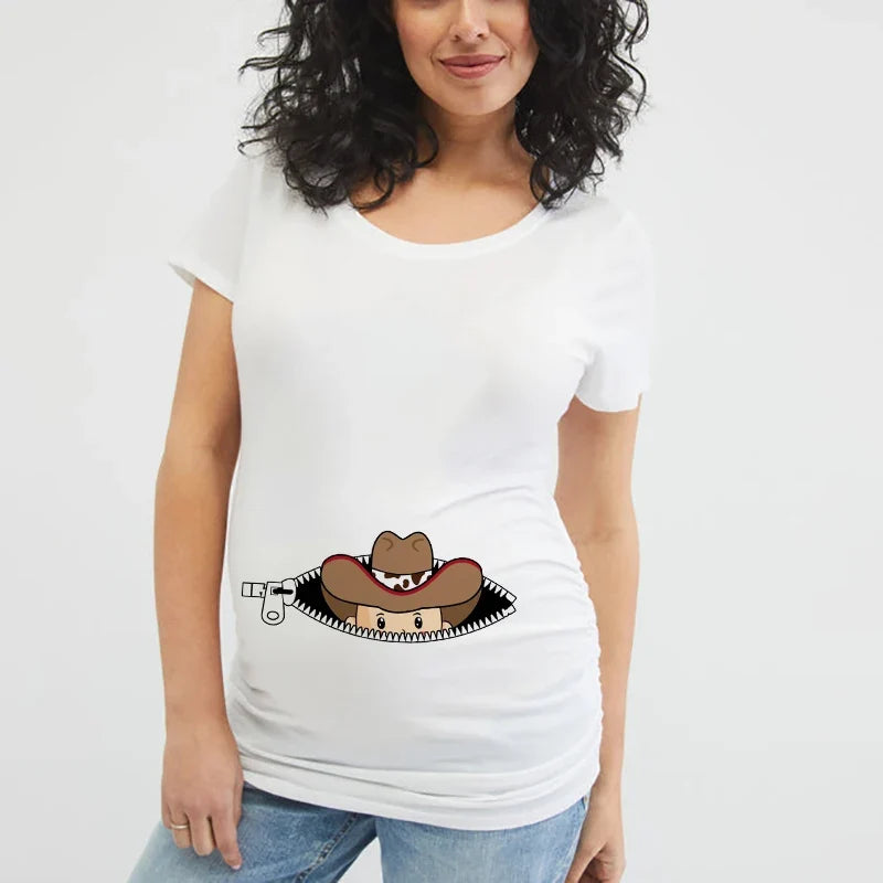 Maternity Shirt Pregnancy Announcement Tee - Summer Casual Mama Blouse, Basic Pregnancy Clothes for Expecting Moms