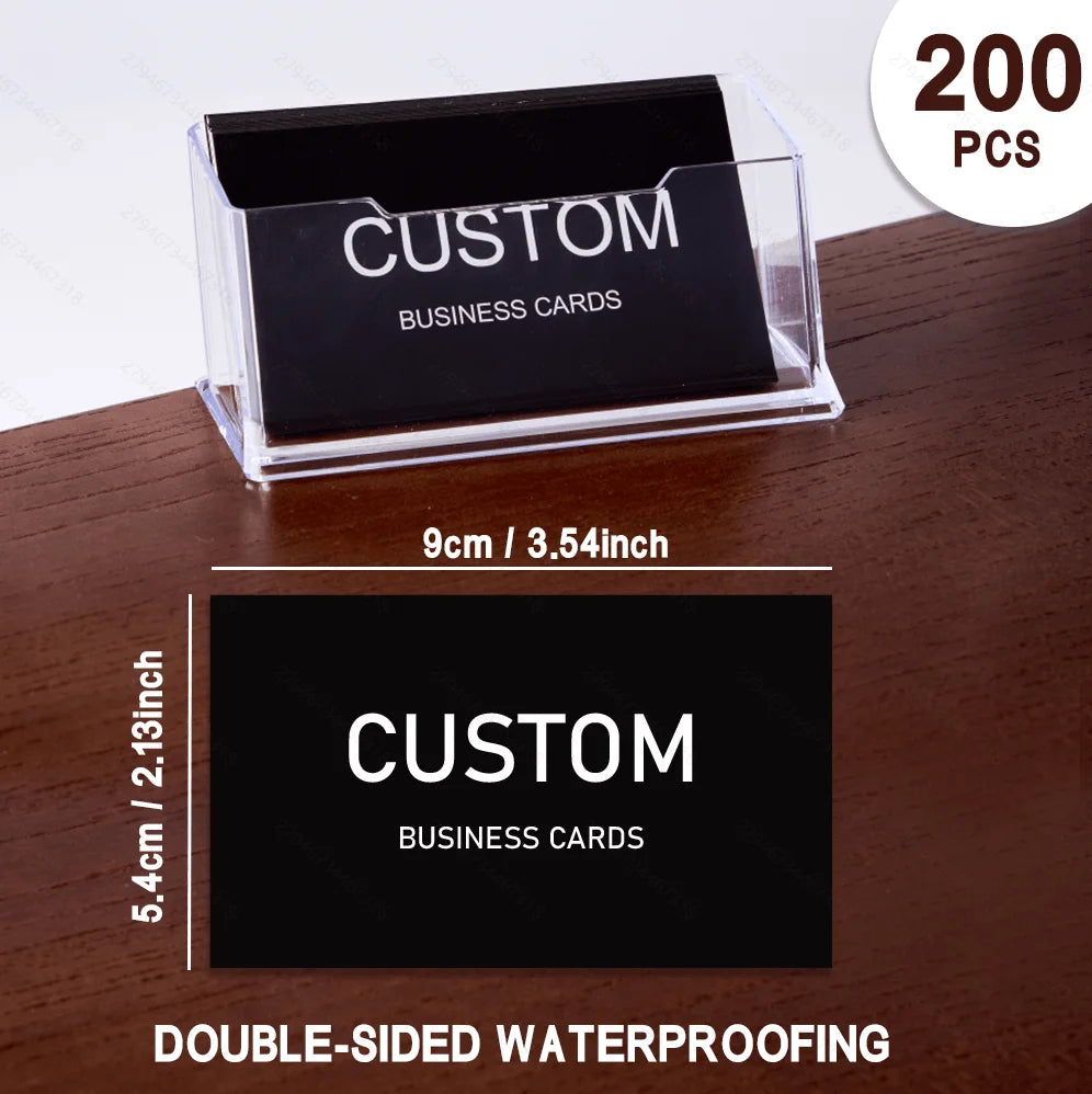 200/500/1000pcs Customizable Cards, Personalized Business Cards with Acrylic Storage Box, Waterproof Thank You Invitations