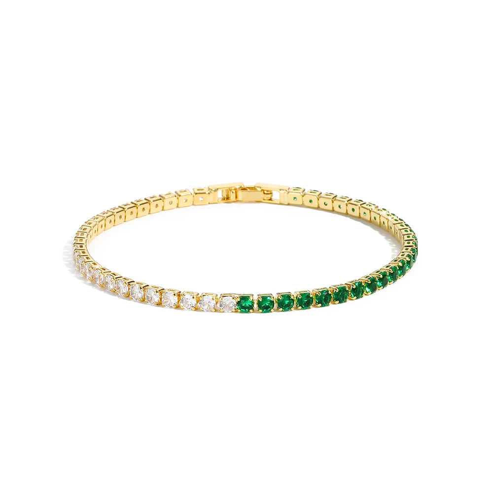 Mix Style Green Micro-inlaid Zircon Tennis Bracelet for Women 2025 New Men Bracelet Homme Jewelry Accessories Wholesale