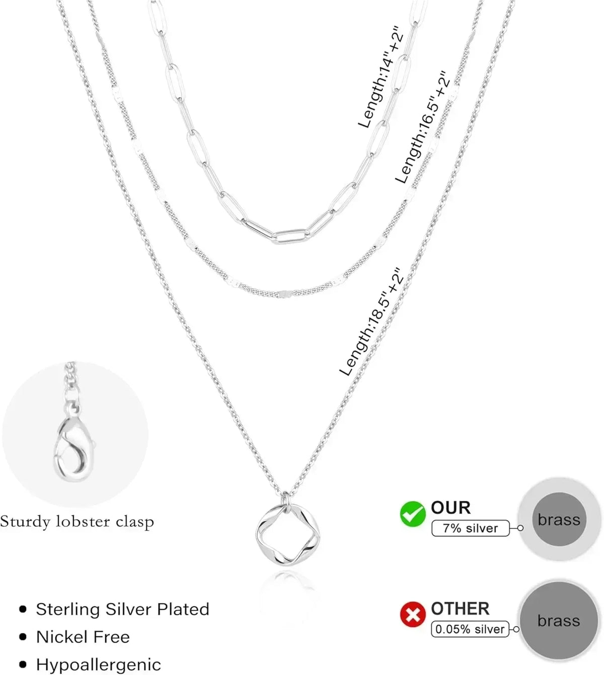 Layered Gold Necklaces for Women Stackable14K Gold Silver Plated Circle Paperclip Chain Pendant Choker Necklace Set For Woman