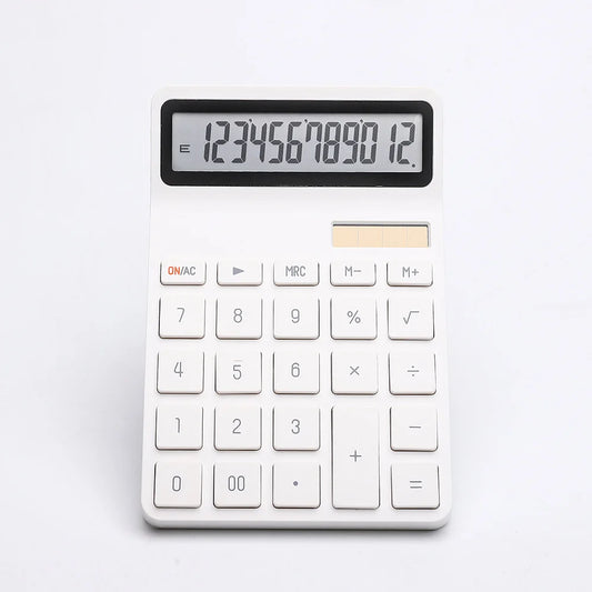 Solar Calculator with Dual Power Supply, 12 Digits, Electronic Calculator