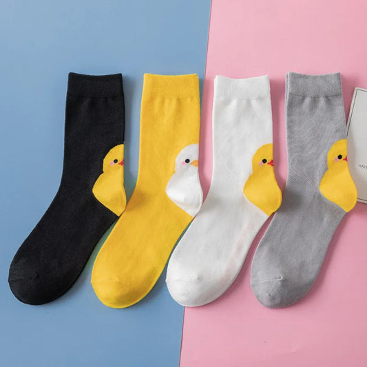 4 Pairs Cotton Pack Women Socks Duck Pattern