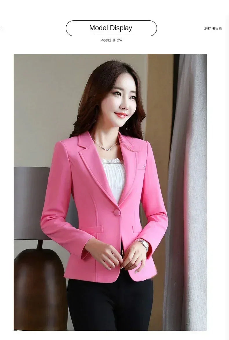 Korean Women's Fit and Tailored Blazer Jacket for Spring and Autumn Office Lady OL Casual Business Suit for Women Trendy Style