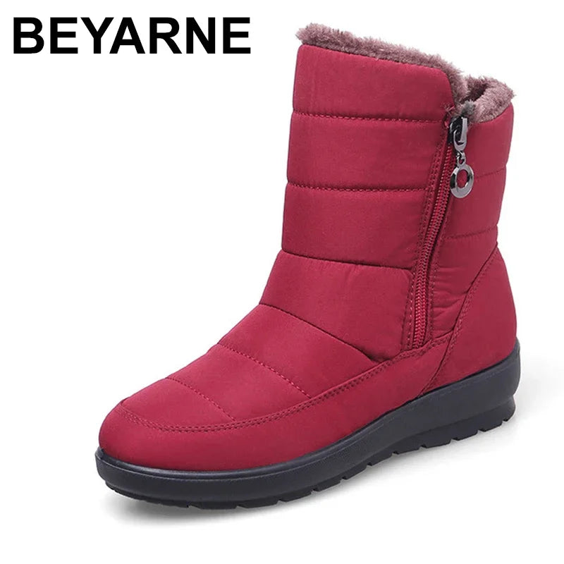 BEYARNE Waterproof non-slip winter boots plus cotton velvet shoes for women warm large size 41 42