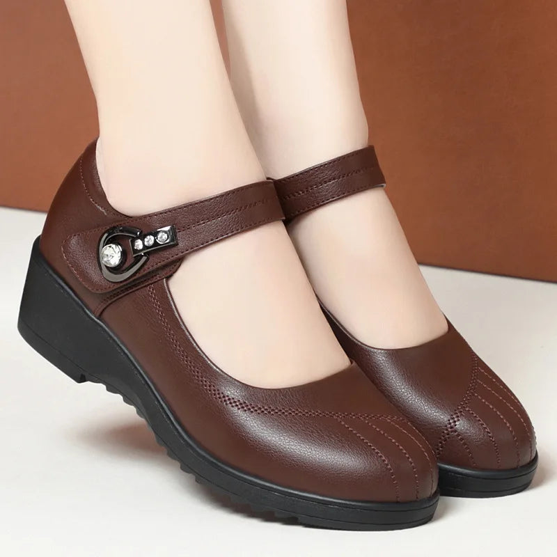 Women's Wedge Anti-slip Comfortable Soft Leather Shoes