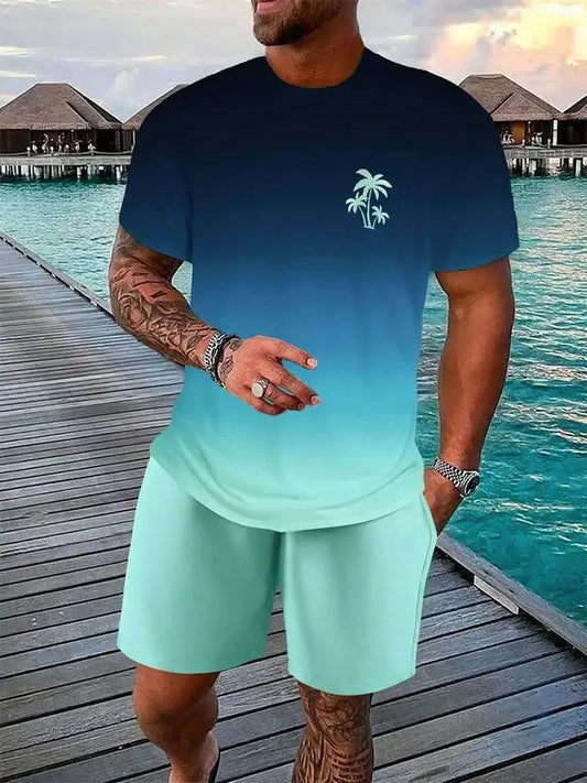 Soft and comfortable Beach Short Sleeved Shirt with Casual Short Set