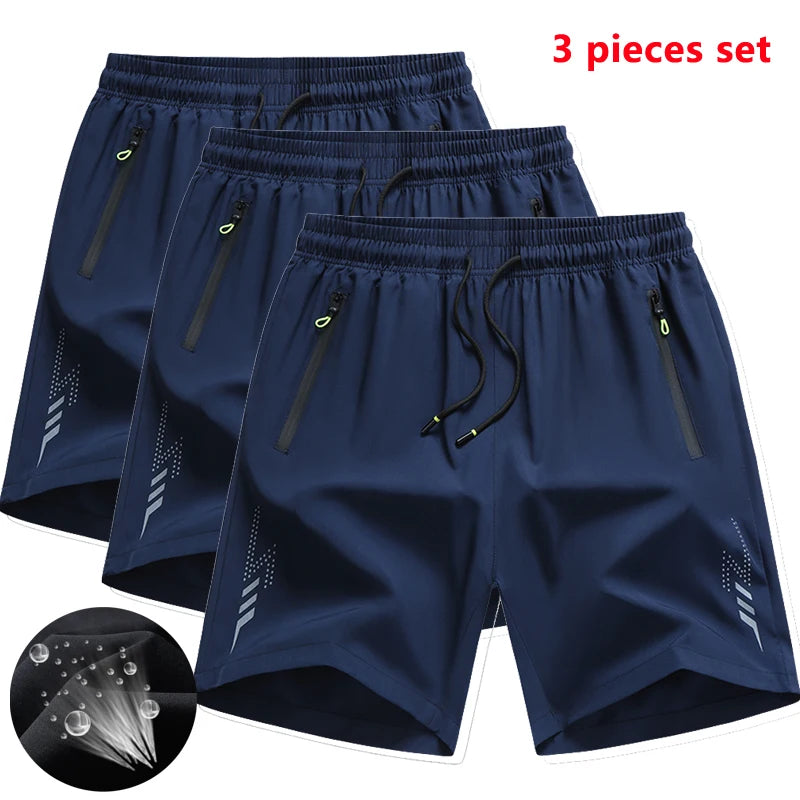 3 Pieces Men's Running Shorts Sports Gym Quick Dry Workout Training Fitness Jogging Short Pants