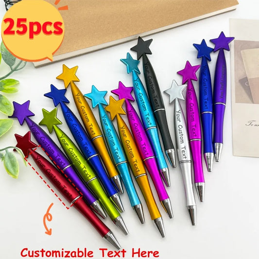 25PCS Customizable Star Ballpoint Pens for Promotional Gifts Colorful Bulk Pens Twist Action for Advertising Business Gifts