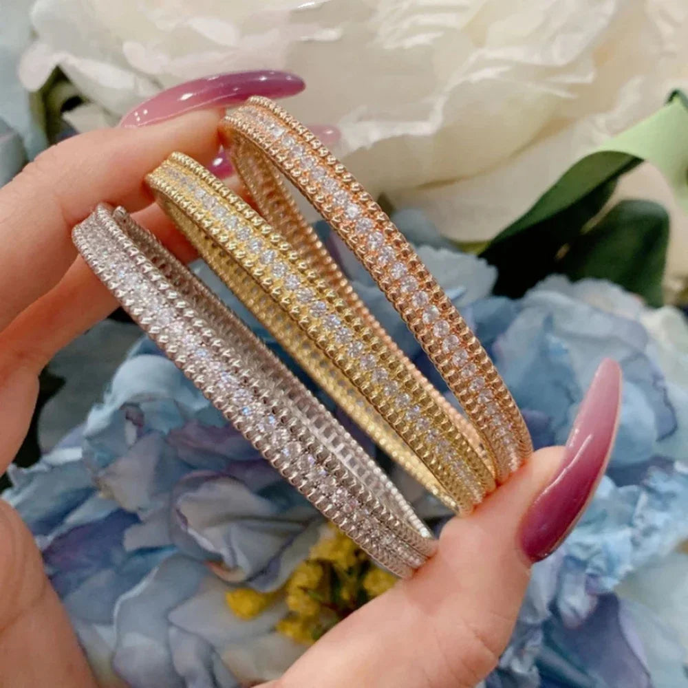 18K Gold Luxury Fine Jewelry Bangle For Women 925 Sterling Silver Plated