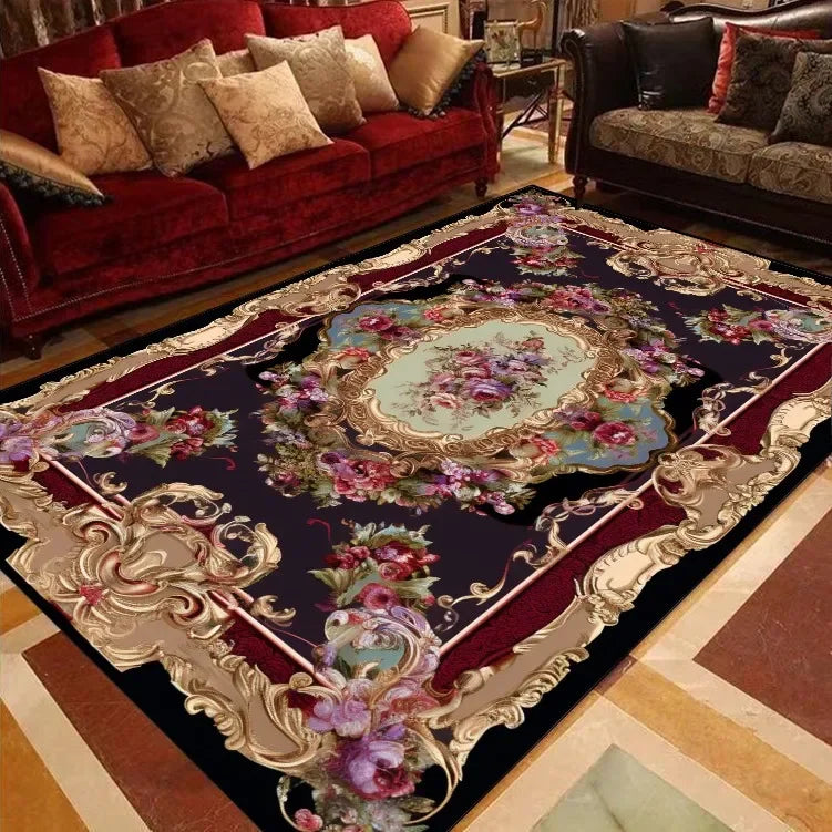 Luxury European Floral Carpets for Living Room Bedroom Carpet Home Floor Mat