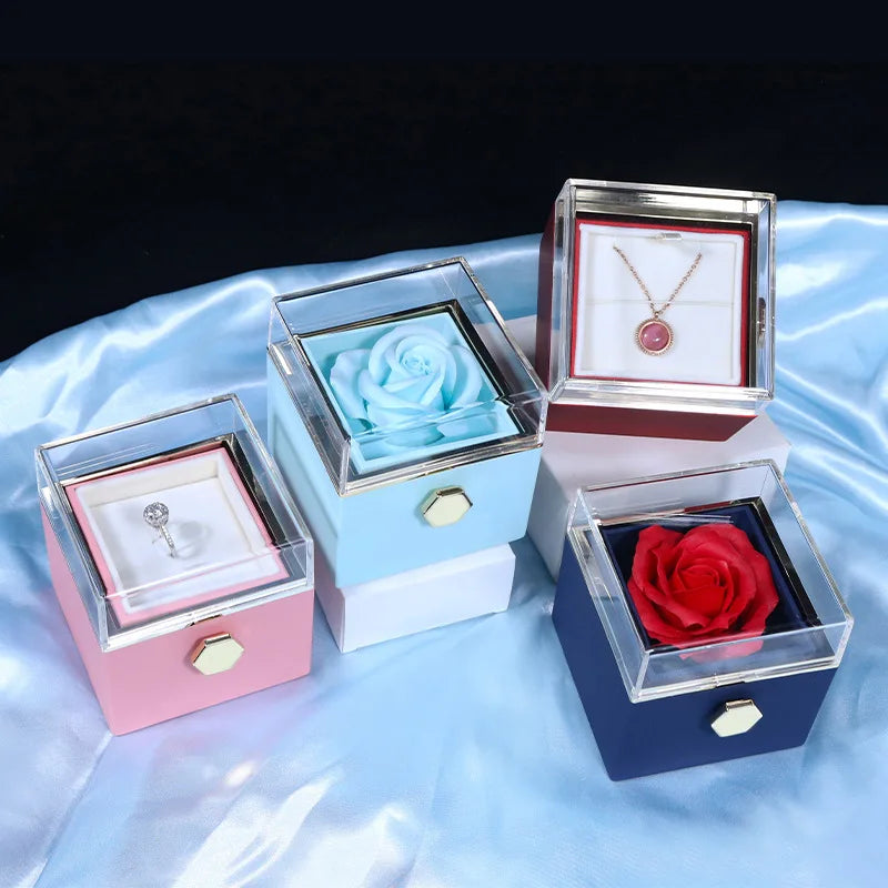 I Love You Projection Necklace With Rotating Rose