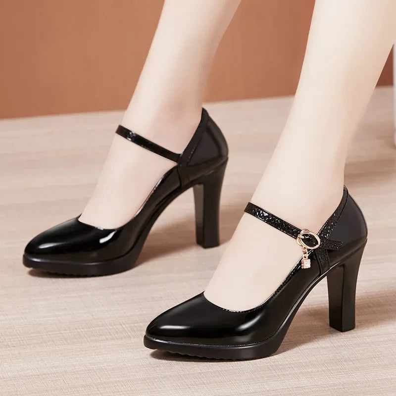 Patent Leather Shoes Women High Heels Mary Janes Platform Pumps