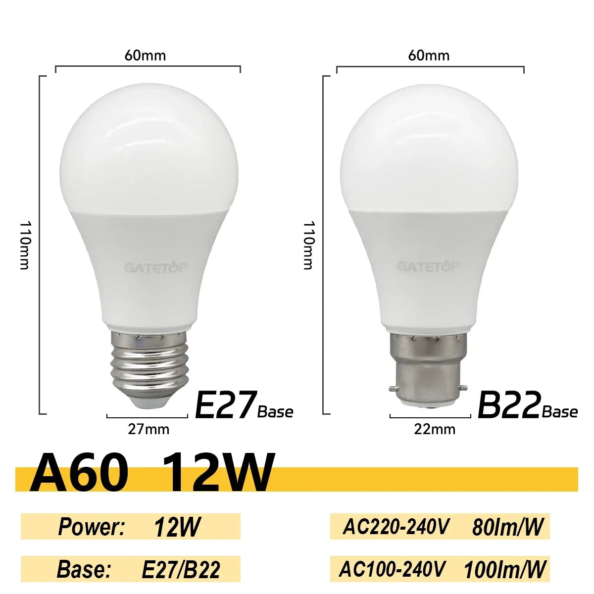 2PCS 24W 20W 18W 15W Bulb Hight Lumen E27 B22 Base Led Lamps AC220V 230V 110V Light Lamps for Home