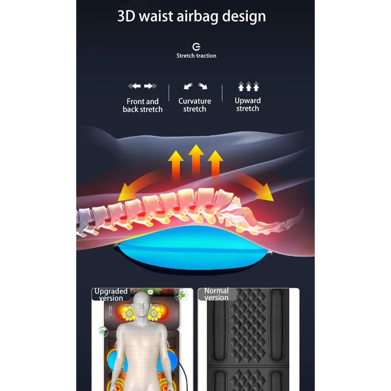 JINKAIRUI Full Body Electric Massage Mattress Multi-function Shoulder/Neck/Waist/Back Kneading Vibration Massage Pad with Heating