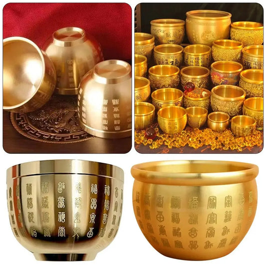 1Pcs Wealth Attracting Pure Brass Cornucopia Small Mini Rice Cylinder 4.5-7cm