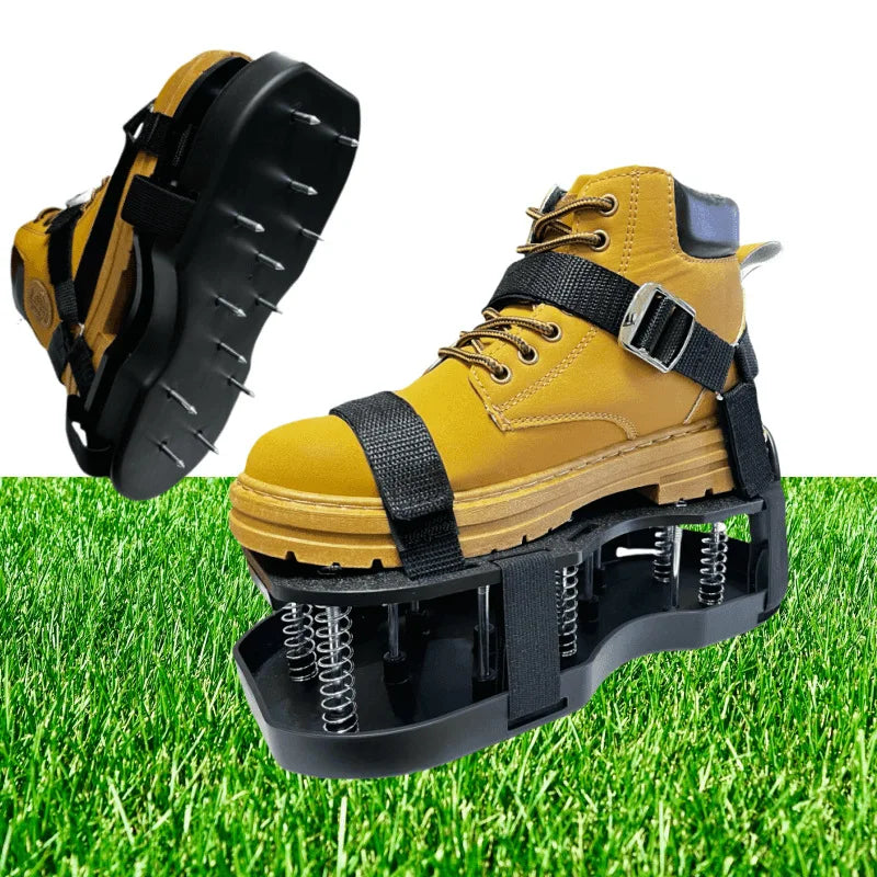 Lawn Aerator Shoes for Grass Layer with Spiked Bottom Spring Base Adjustable Strap with Hook Loop Strap for Yard Lawn Garden Use