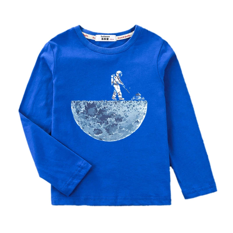 Boys Cotton Long Sleeved T-Shirt Spaceman