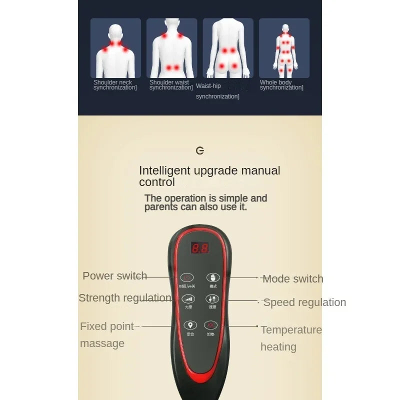 JINKAIRUI Full Body Electric Massage Mattress Multi-function Shoulder/Neck/Waist/Back Kneading Vibration Massage Pad with Heating