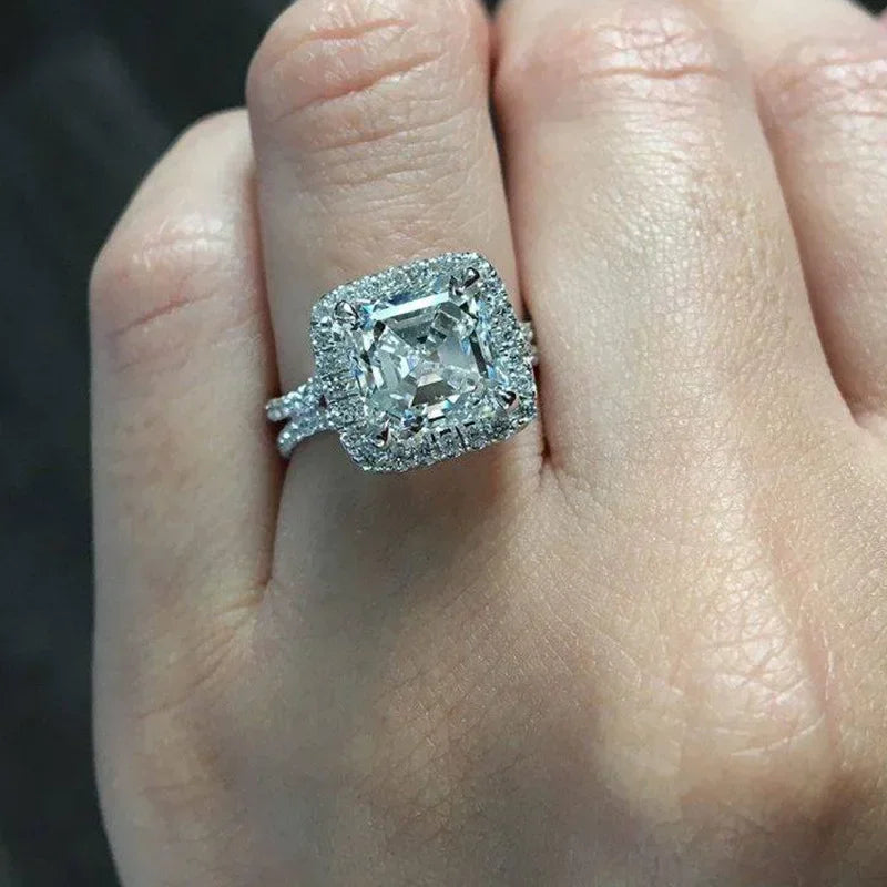 Women's Square Jewelry Ring Geometric Luxury Inlaid AAA Cubic Zirconia