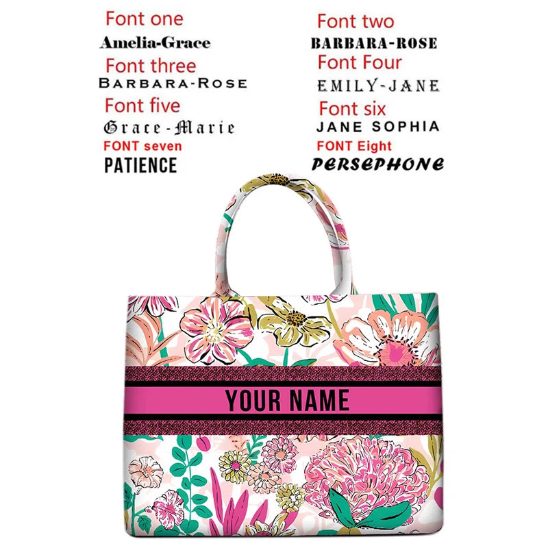 Personalized custom women's tote bag, canvas printed handbag, large capacity beach bag