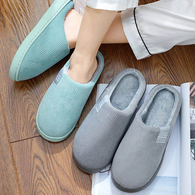 Cotton women slippers autumn & winter home indoor warm plush non-slip thick-soled