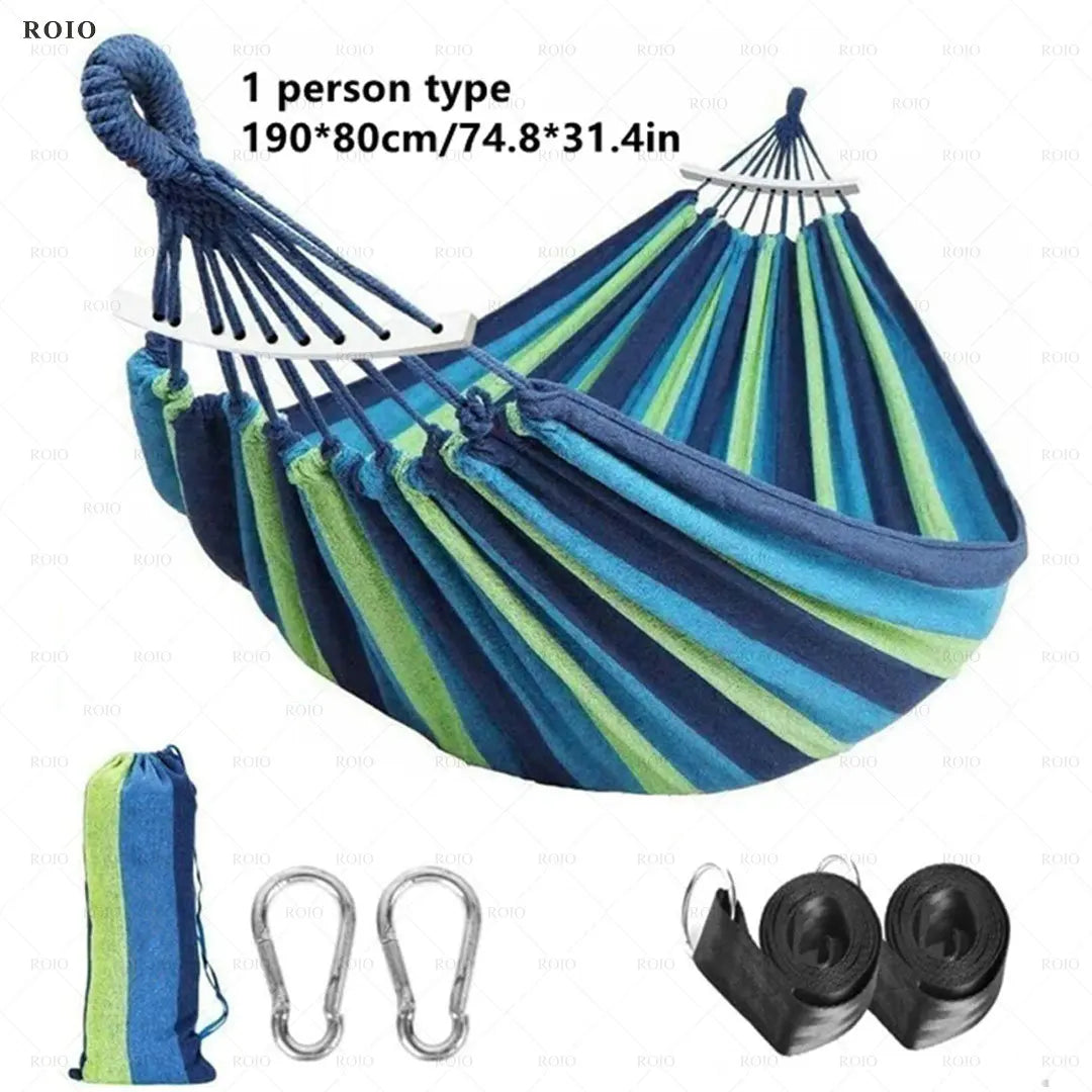 Outdoor Camping Hammock Thickened Durable Fabric Canvas with Bag