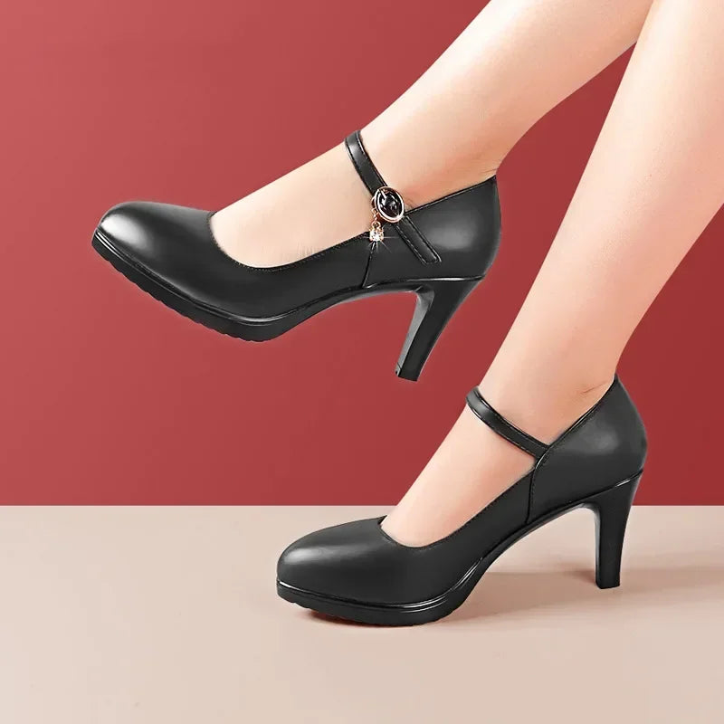 Genuine Leather Platform Pumps Shoe