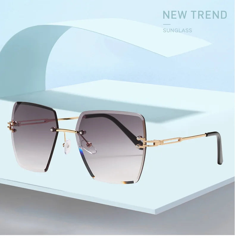 Trendy Polygonal Gradient Women Frameless Sunglasses